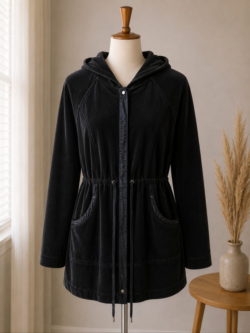 Soma Intimates Black Velour Hooded Jacket – Women’s